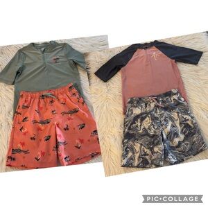 Boys' Swimwear Set with Rash Guards and Shorts